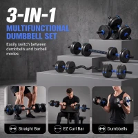 Soozier Adjustable Dumbbell Set, 4 in 1 Weights Dumbbells Set for Home Gym, 33lb Free Weights with Connector and Non-Slip Grip(m-4)