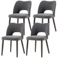 HOMCOM Dining Chairs Set Upholstered Kitchen Chenille Tool Free Assembly Rubberwood Legs, Dark Grey(m-2)