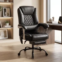 HOMCOM 400lbs Massage Office Chair with Heat, Big and Tall Desk Chair, Lumbar Support, Reclining, Footrest, Black(m-2)