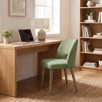 HOMCOM Dining Chairs Set Upholstered Kitchen Chenille Tool Free Assembly Rubberwood Legs, Green(m-9)
