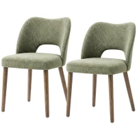 HOMCOM Dining Chairs Set Upholstered Kitchen Chenille Tool Free Assembly Rubberwood Legs, Green(m-1)