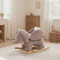 Qaba Kids Rocking Horse with Seat, Kids Ride On Toy with Realistic Elephant Sound and Safety Belt for 18 to 36 Months, Pink(m-10)
