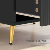 HOMCOM Bedside Table, Nightstand with 2 Drawers, Side End Table with Metal Legs for Bedroom, Black(m-6)