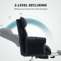 HOMCOM Executive Office Chair, Reclining Computer Chair with Footrest, High Back, Headrest, Adjustable Height, Black(m-6)