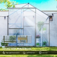 Outsunny 6' x 2.5' Walk-in Polycarbonate Greenhouse Aluminium Green House with Sliding Door, 5-Level Roof Vent, Rain Gutter(m-4)