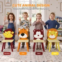 Qaba Kids Table and 4 Chairs Set for Art, Craft, Drawing and Snack Time, Playroom, Classroom, Nursery, Boys Girls 3-8, Yellow(m-5)
