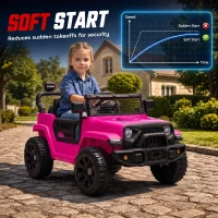 Qaba 12V Electric Car for Kids with Remote, Dual Motors, Rear Suspension, Soft Start, Music, Lights for 3-8 Years, Pink(m-7)