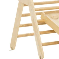 Qaba Pikler Triangle Set, 3 in 1 Climbing Toys with Ramp for Toddlers, Nature Wood(m-9)