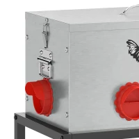 PawHut 35LB Automatic Chicken Feeder, Metal Poultry Feeder w/ 6 No-Waste Ports & Lid, Rat Proof, Weatherproof Design and Stand(m-9)