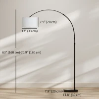 HOMCOM Arc Floor Lamp, Standing Lamp with Adjustable Linen Shade, 90° Tilt and Swivel Shade, Height-Adjustable, Black(m-3)