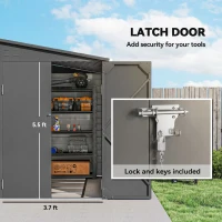 Outsunny 4.7' x 9' Outdoor Storage Shed, Lean to Metal Shed with Foundation Kit, Lockable Doors and Gloves for Patio, Lawn, Dark Gray(m-7)