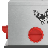 PawHut 35LB Automatic Chicken Feeder, Metal Poultry Feeder w/ 6 No-Waste Ports & Lid, Rat Proof, Weatherproof Design and Stand(m-11)
