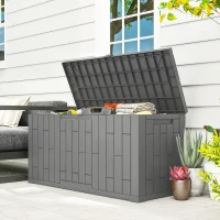 Outsunny 60 Gallon Resin Deck Box, Lockable Outdoor Storage Box, Splash-Resistant & UV Resistant Patio Storage Container(m-1)