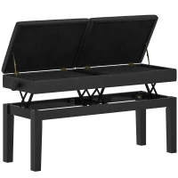 HOMCOM Piano Bench with Storage, Height Adjustable Piano Stool, PU Leather Tufted Keyboard Seat, Black(m-9)