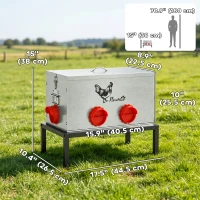 PawHut 35LB Automatic Chicken Feeder, Metal Poultry Feeder w/ 6 No-Waste Ports & Lid, Rat Proof, Weatherproof Design and Stand(m-3)