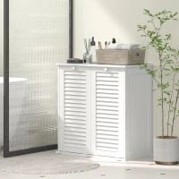 HOMCOM Tilt Out Laundry Cabinet, Laundry Basket Cabinet with 2 Baskets and 2 Louvered Doors, White(m-7)