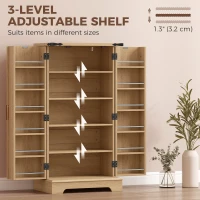 HOMCOM 46" Kitchen Pantry Cabinet with Doors and Adjustable Shelves, Freestanding Fluted Pantry Cabinet with Spice Racks(m-5)