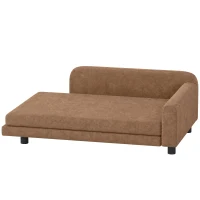 PawHut Dog Bed for Large Breeds, Soft Velvet Dog Couch with Removable Cushion, Backrest, Armrest and Low Feet, Brown(m-1)