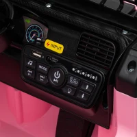 Qaba 12V Ride on Truck Car with Remote, Soft Start, 4-Wheel Suspension, Safety Belt, Lights, USB Music for Ages 2-4, Pink(m-11)