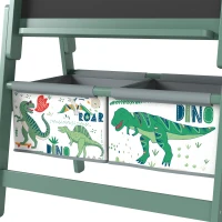 Qaba Art Easel for Kids, 3-in-1 Double-Sided Kids Easel with Chalkboard, Whiteboard, Paper Roll, 2 Storage Bins for 3-8, Green(m-9)