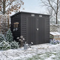 Outsunny 8' x 4' Galvanized Garden Storage Shed, Metal Outdoor Shed with Latch Door and 2 Vents for Bike, Tools, Grey(m-1)