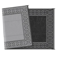 Outsunny Portable Outdoor Rug with Carrying Bag, 9' x 18' Reversible Mat, Waterproof Plastic Straw RV Rug, Black and Grey(m-10)