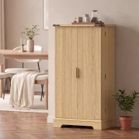 HOMCOM 46" Kitchen Pantry Cabinet with Doors and Adjustable Shelves, Freestanding Fluted Pantry Cabinet with Spice Racks(m-8)