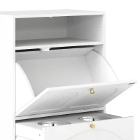 PawHut Dog Feeding Station, Dog Food Storage Cabinet with 2 Elevated Bowls, Tilt-Out Cabinet and Storage Shelf, White(m-11)