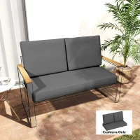Outsunny 2 Seater 5" Thick Outdoor Seat Cushions with 7" Backrest, Loveseat Outdoor Furniture Cushions, Dark Grey(m-8)