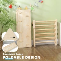 Qaba Pikler Triangle Set, 3 in 1 Climbing Toys with Ramp for Toddlers, Nature Wood(m-7)