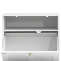 PawHut Dog Feeding Station, Dog Food Storage Cabinet with 2 Elevated Bowls, Tilt-Out Cabinet and Storage Shelf, White(m-12)