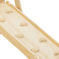 Qaba Pikler Triangle Set, 3 in 1 Climbing Toys with Ramp for Toddlers, Nature Wood(m-11)