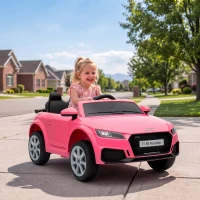 Qaba 12V Ride on Car for Kids, Audi TT RS Licensed Electric Car with Remote Control, Dual Motors, for 2-3 Years, Pink(m-8)