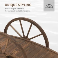 Outsunny 3.3ft Wooden Garden Bridge Arc Footbridge with Half-Wheel Style Railings & Solid Fir Construction, Stained Wood(m-4)