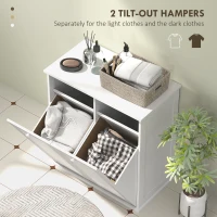 HOMCOM Tilt Out Laundry Cabinet, Laundry Basket Cabinet with 2 Baskets and 2 Louvered Doors, White(m-4)