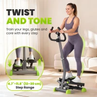 Soozier Twist Stepper Exercise Machine with Adjustable Resistance, LCD Screen - Grey & Green(m-4)