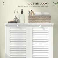 HOMCOM Tilt Out Laundry Cabinet, Laundry Basket Cabinet with 2 Baskets and 2 Louvered Doors, White(m-5)