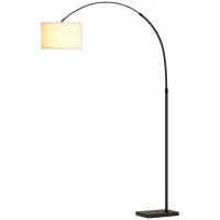 HOMCOM Arc Floor Lamp, Standing Lamp with Adjustable Linen Shade, 90° Tilt and Swivel Shade, Height-Adjustable, Black(m-13)
