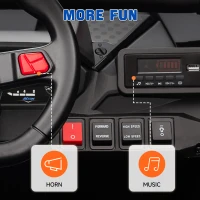 Qaba 2 Seater 24V 7AH Ride on Truck, Electric Car for Kids w/ Spring Suspension, Remote Lights, Horn, Music, Blue(m-8)