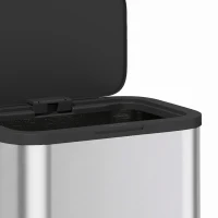 HOMCOM 15.9 Gallon/60 L Garbage Can, Slim Stainless Steel Trash Can with Bag Holder, Soft-Close Lid, Touch-Top Opening, Silver(m-11)