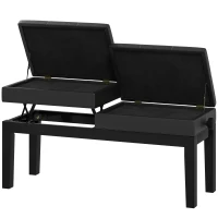 HOMCOM Piano Bench with Storage, Height Adjustable Piano Stool, PU Leather Tufted Keyboard Seat, Black(m-2)