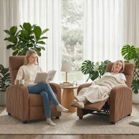 HOMCOM Corduroy Home Theater Seating, Push Back Recliner Chair with Padded Seat for Living Room, Brown(m-13)