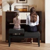 HOMCOM Piano Bench with Storage, Height Adjustable Piano Stool, PU Leather Tufted Keyboard Seat, Black(m-7)