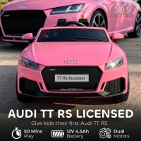 Qaba 12V Ride on Car for Kids, Audi TT RS Licensed Electric Car with Remote Control, Dual Motors, for 2-3 Years, Pink(m-4)