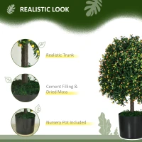 HOMCOM 2 Pack Artificial Tree Boxwood Topiary with Fruits, 20.75", Orange(m-4)
