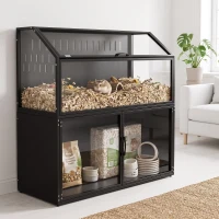 PawHut Hamster Cage with Storage Cabinet, Small Animal Cage with Easy View Acrylic Panels and Openable Top, Guinea Pig Habitat(m-8)