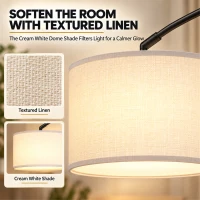 HOMCOM Arc Floor Lamp, Standing Lamp with Adjustable Linen Shade, 90° Tilt and Swivel Shade, Height-Adjustable, Black(m-7)
