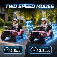 Qaba 12V Ride on Truck Car with Remote, Soft Start, 4-Wheel Suspension, Safety Belt, Lights, USB Music for Ages 2-4, Pink(m-7)