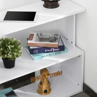 HOMCOM 47" L Shaped Desk, 360° Rotating Corner Desk, Reversible Computer Writing Table Workstation with Storage Shelf for Home Office, White(m-9)
