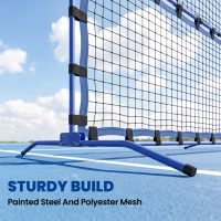 Soozier 3 in 1 Pickleball Net, Foldable Pickle Ball Net with Rebounder, Adjustable Height and Angle, Metal Frame, Blue(m-6)